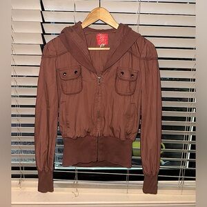 Vintage Lux Cropped 100% Cotton Lightweight Hooded Jacket